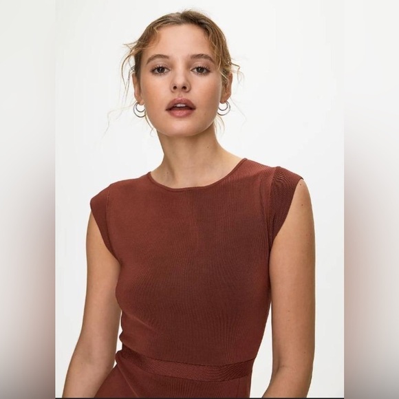 Aritzia Babaton Business Dress In Cider Gold Rust Color Size M Rare Find! - Picture 6 of 14